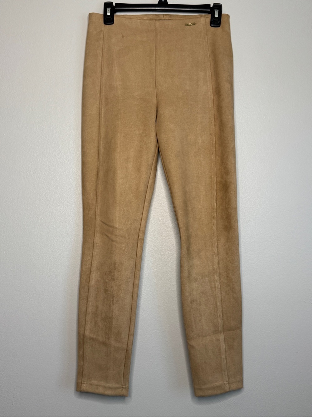 Ivanka Trump Tan Beige Faux Suede Skinny Tailored Pants Leggings Stretch